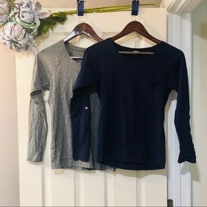 EXPRESS Button-Up Sleeve Pocket Tee - Blue - XS